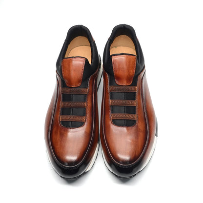 Baskets classiques décontractées en cuir de vache véritable pour homme