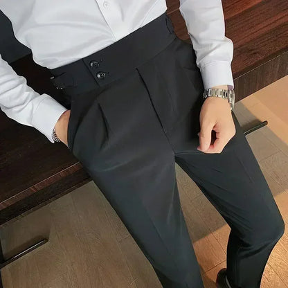 Pantalon de costume élégant et slim pour homme, de haute qualité