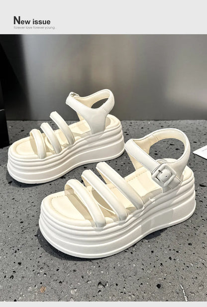 High Quality Women Retro Platform Sandals Summer Open Toe Slippers Sandalias Mujer Ladies Lightweight Open Toe Beach Shoes 7.5CM