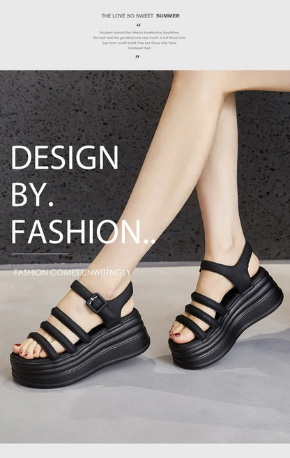 High Quality Women Retro Platform Sandals Summer Open Toe Slippers Sandalias Mujer Ladies Lightweight Open Toe Beach Shoes 7.5CM