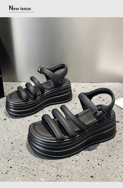 High Quality Women Retro Platform Sandals Summer Open Toe Slippers Sandalias Mujer Ladies Lightweight Open Toe Beach Shoes 7.5CM