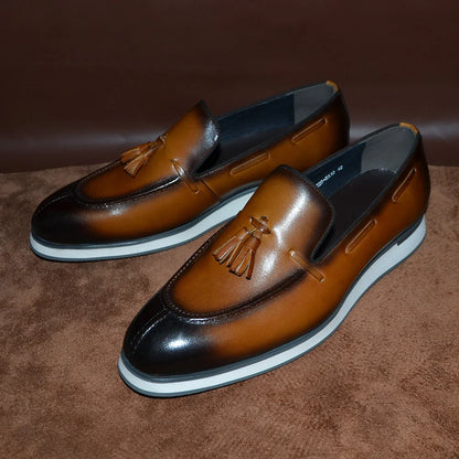 Baskets décontractées en cuir véritable pour hommes