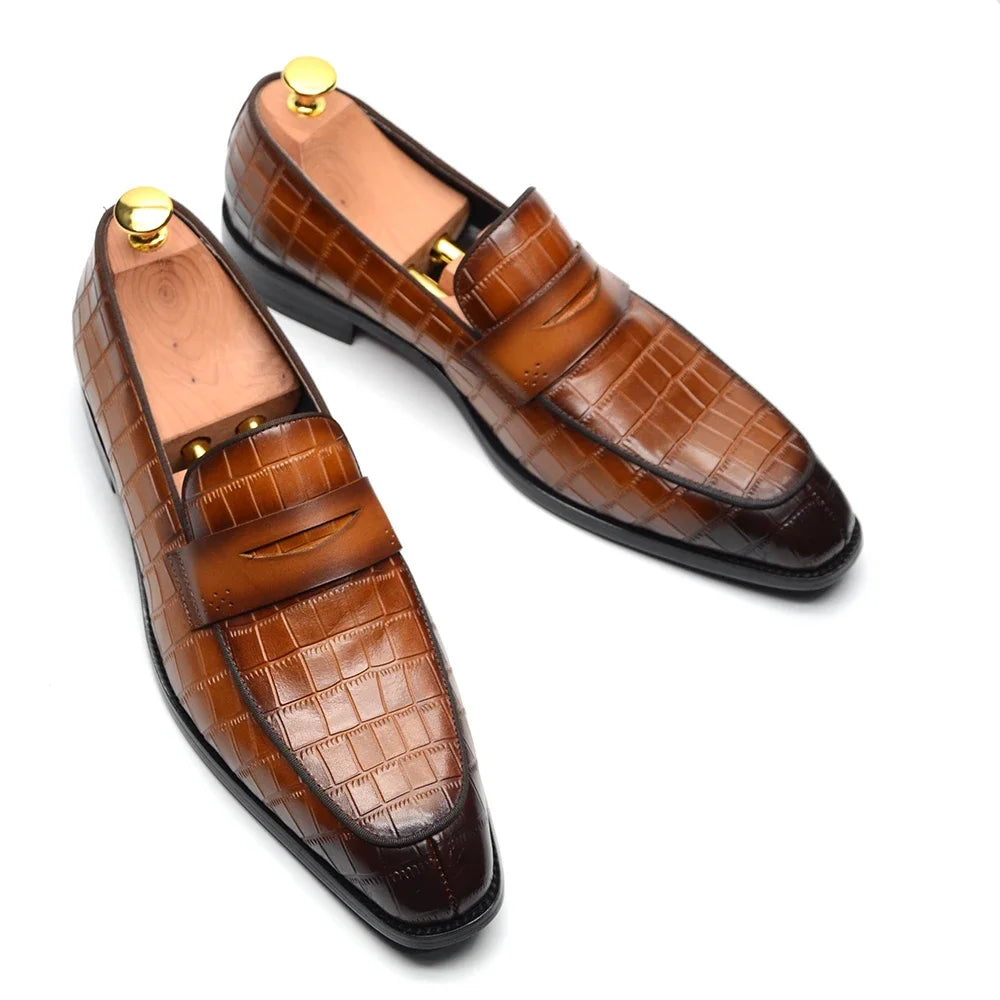 Mocassins classiques pour hommes, en cuir véritable de vache