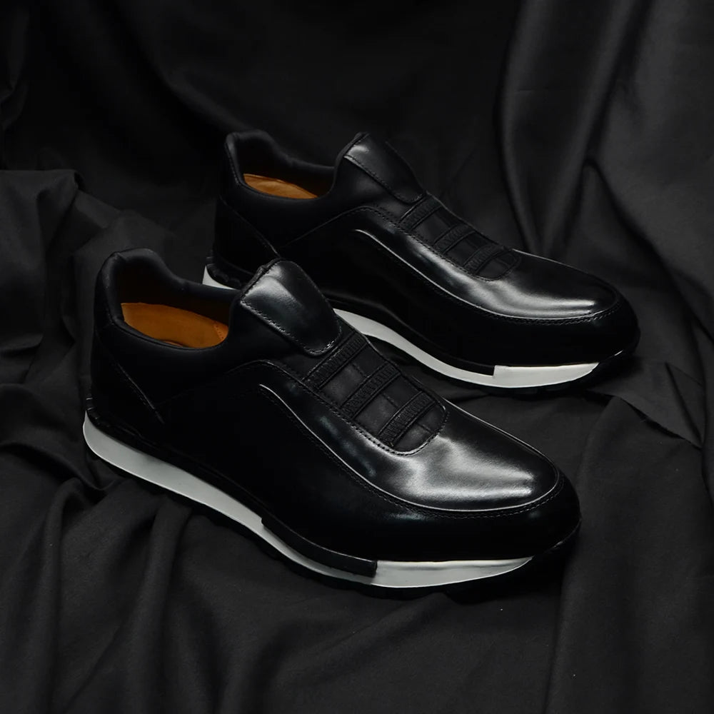 Baskets classiques décontractées en cuir de vache véritable pour homme