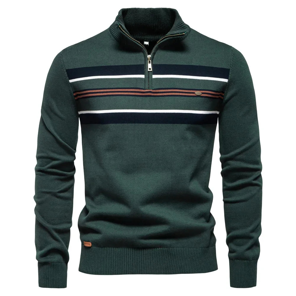 Pull homme automne hiver haute qualité col mi-haut fermeture éclaire