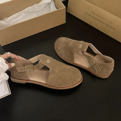 Chaussures Plates Femme En Cuir Véritable Givré