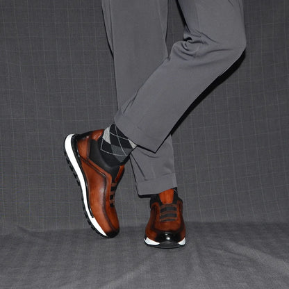 Baskets classiques décontractées en cuir de vache véritable pour homme