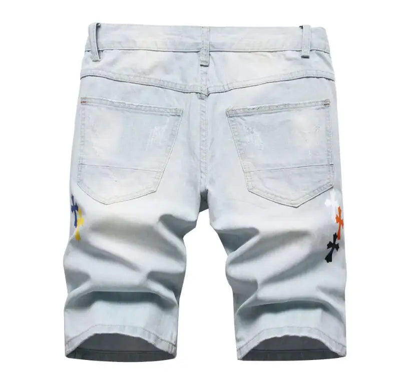 Short en jean bleu clair pour homme