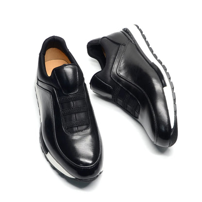 Baskets classiques décontractées en cuir de vache véritable pour homme