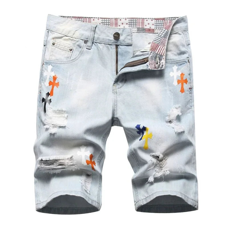 Short en jean bleu clair pour homme