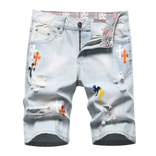 Short en jean bleu clair pour homme