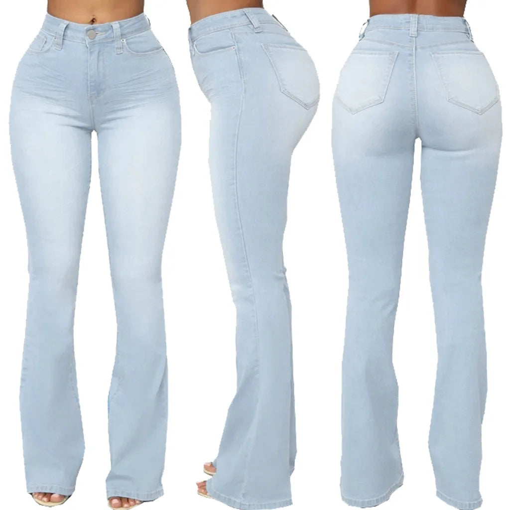 Jeans pantalon pour femmes, évasés et longs