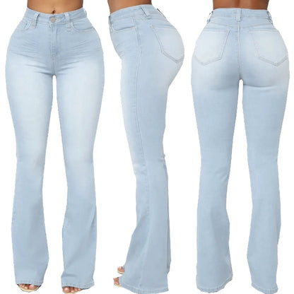 Jeans pantalon pour femmes, évasés et longs
