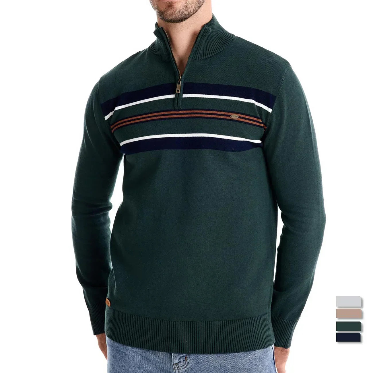 Pull homme automne hiver haute qualité col mi-haut fermeture éclaire