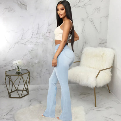 Jeans pantalon pour femmes, évasés et longs