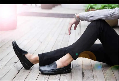 Chaussures de tennis jaunes sans lacets en cuir véritable pour hommes