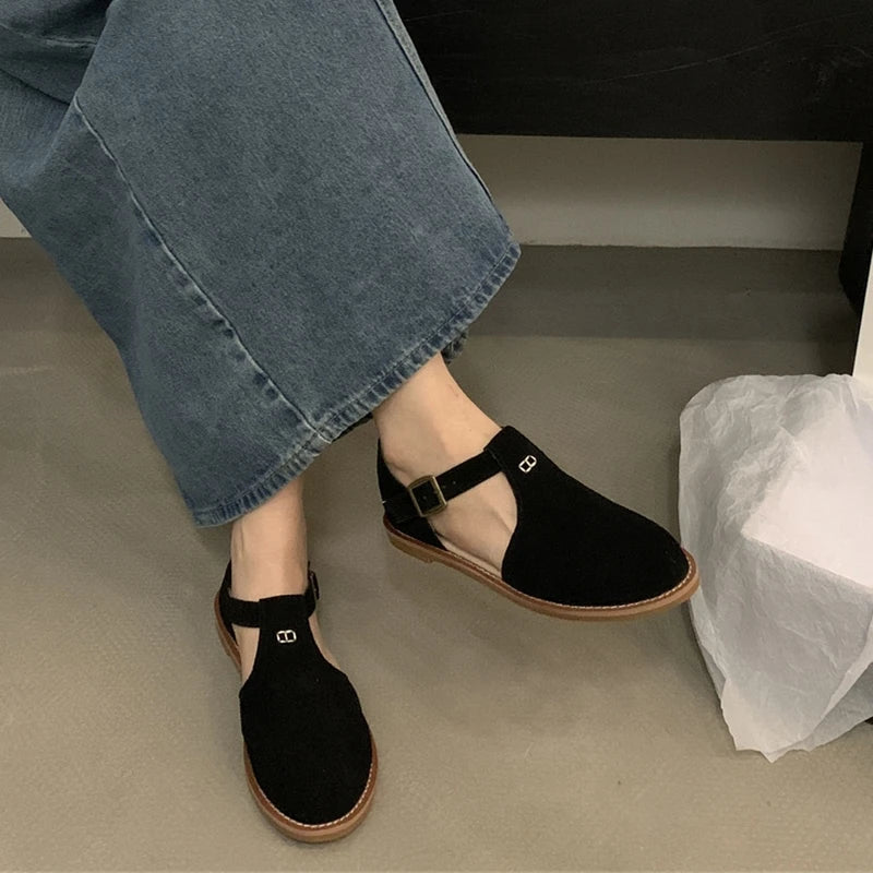 Chaussures Plates Femme En Cuir Véritable Givré