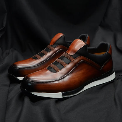 Baskets classiques décontractées en cuir de vache véritable pour homme