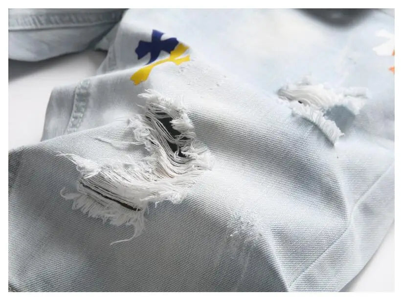 Short en jean bleu clair pour homme