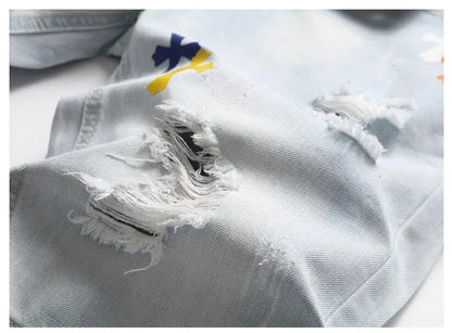 Short en jean bleu clair pour homme