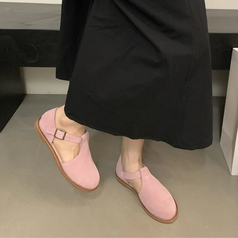 Chaussures Plates Femme En Cuir Véritable Givré