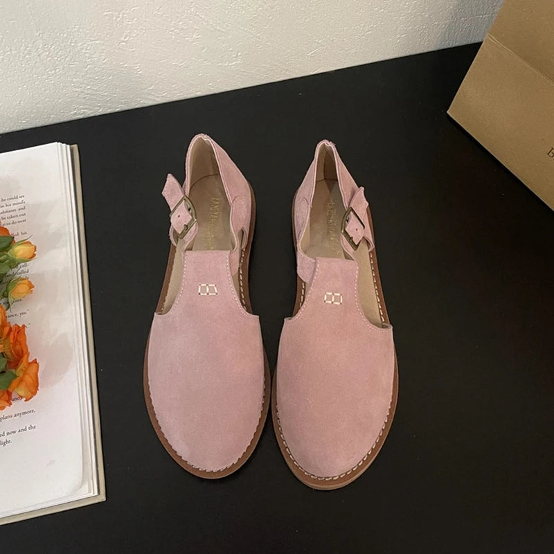 Chaussures Plates Femme En Cuir Véritable Givré