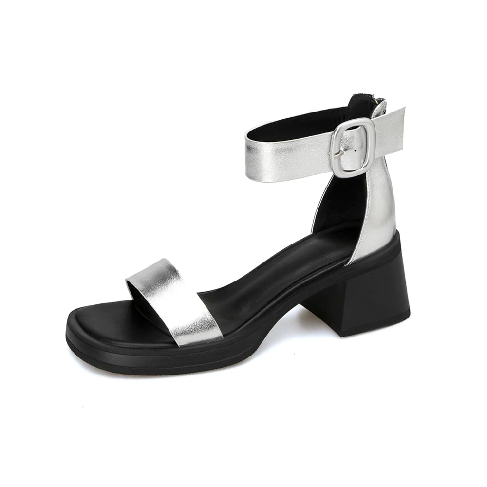 Sandales en cuir de vache véritable pour femmes