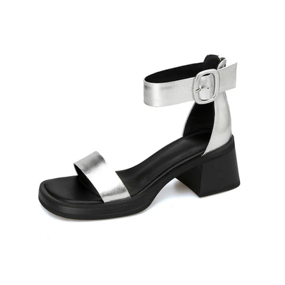 Sandales en cuir de vache véritable pour femmes