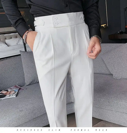 Pantalon de costume élégant et slim pour homme, de haute qualité