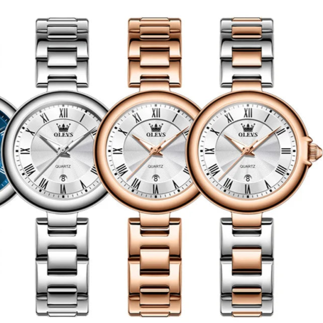 Montre de luxe pour femme lumineuse, calendrier, élégante