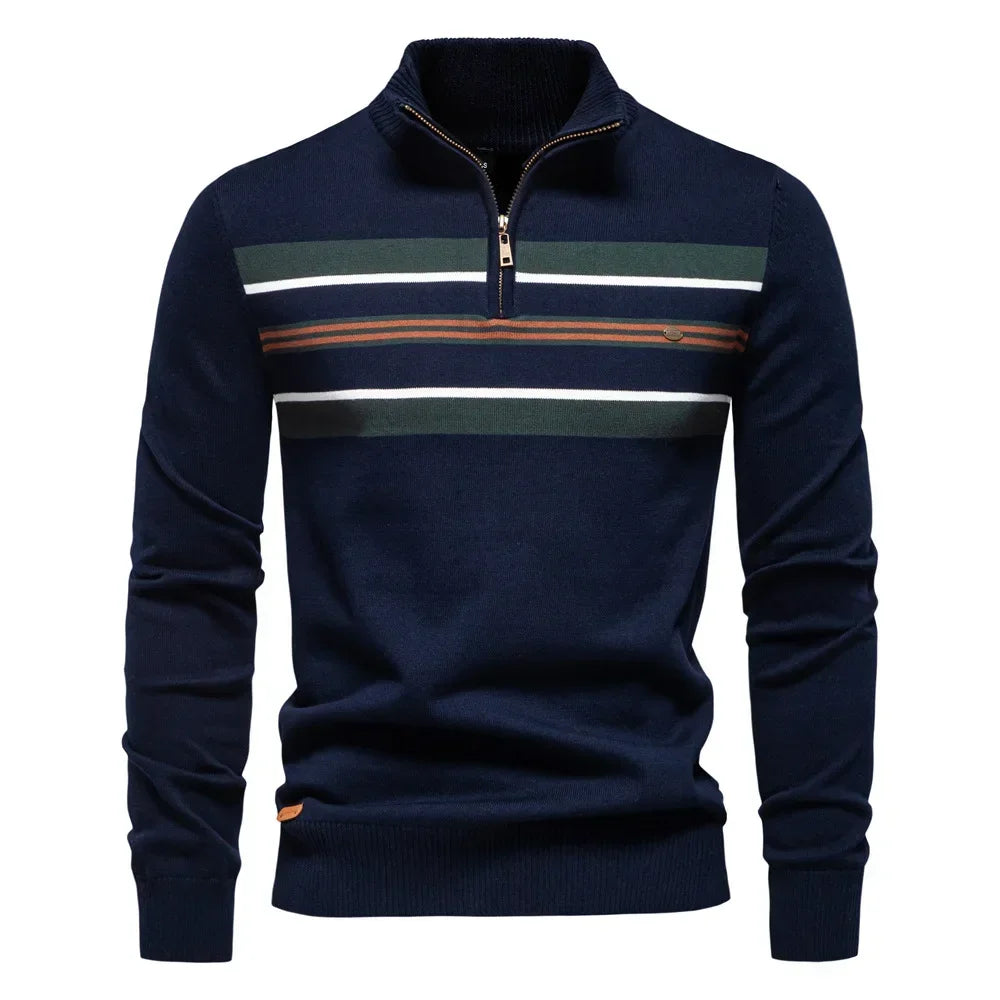 Pull homme automne hiver haute qualité col mi-haut fermeture éclaire