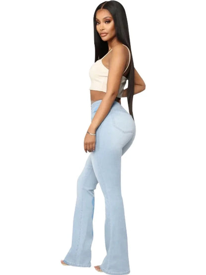 Jeans pantalon pour femmes, évasés et longs