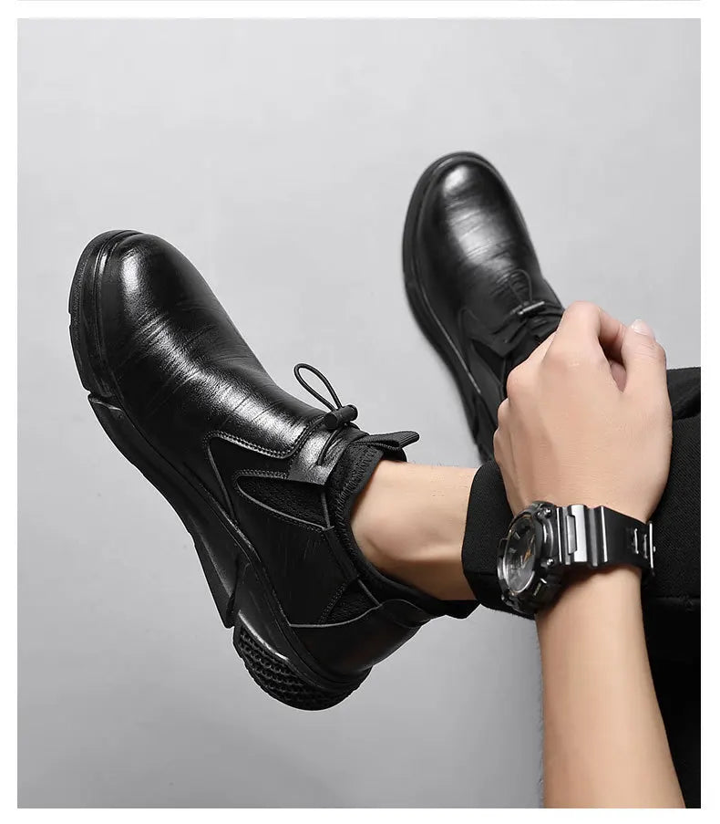 Chaussures de sécurité imperméables en cuir noir pour hommes