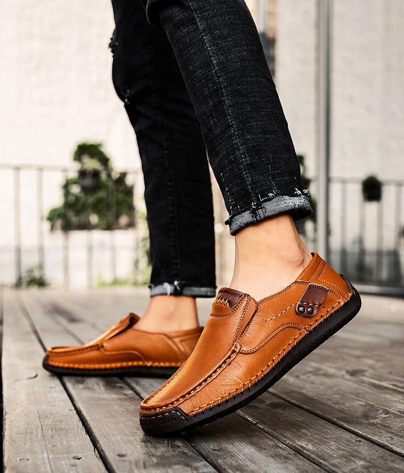 Chaussures décontractées en cuir véritable pour hommes