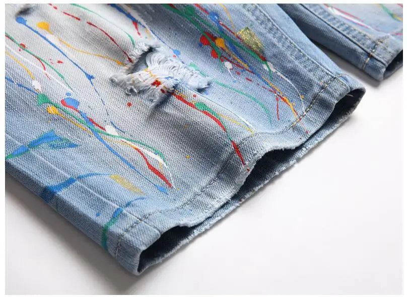 Short en jean bleu clair pour homme