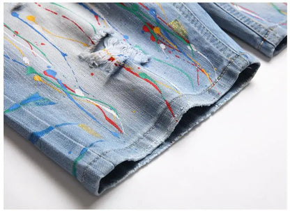 Short en jean bleu clair pour homme