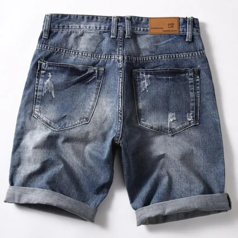 Short en jean bleu extensible pour homme