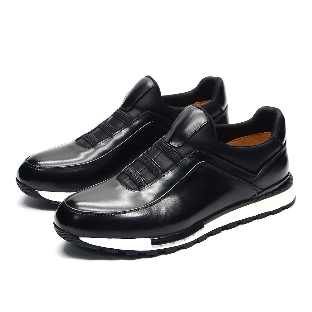 Baskets classiques décontractées en cuir de vache véritable pour homme