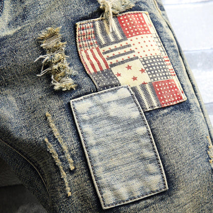 Jean court bleu déchiré pour homme