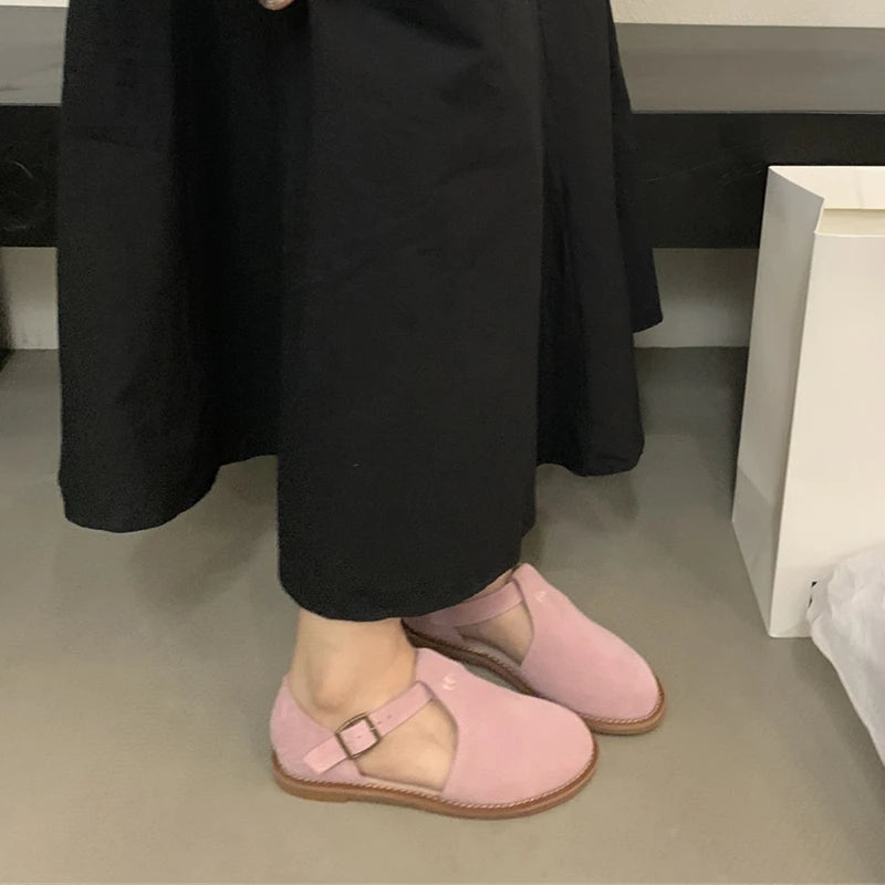 Chaussures Plates Femme En Cuir Véritable Givré