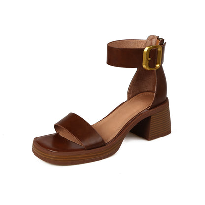 Sandales en cuir de vache véritable pour femmes