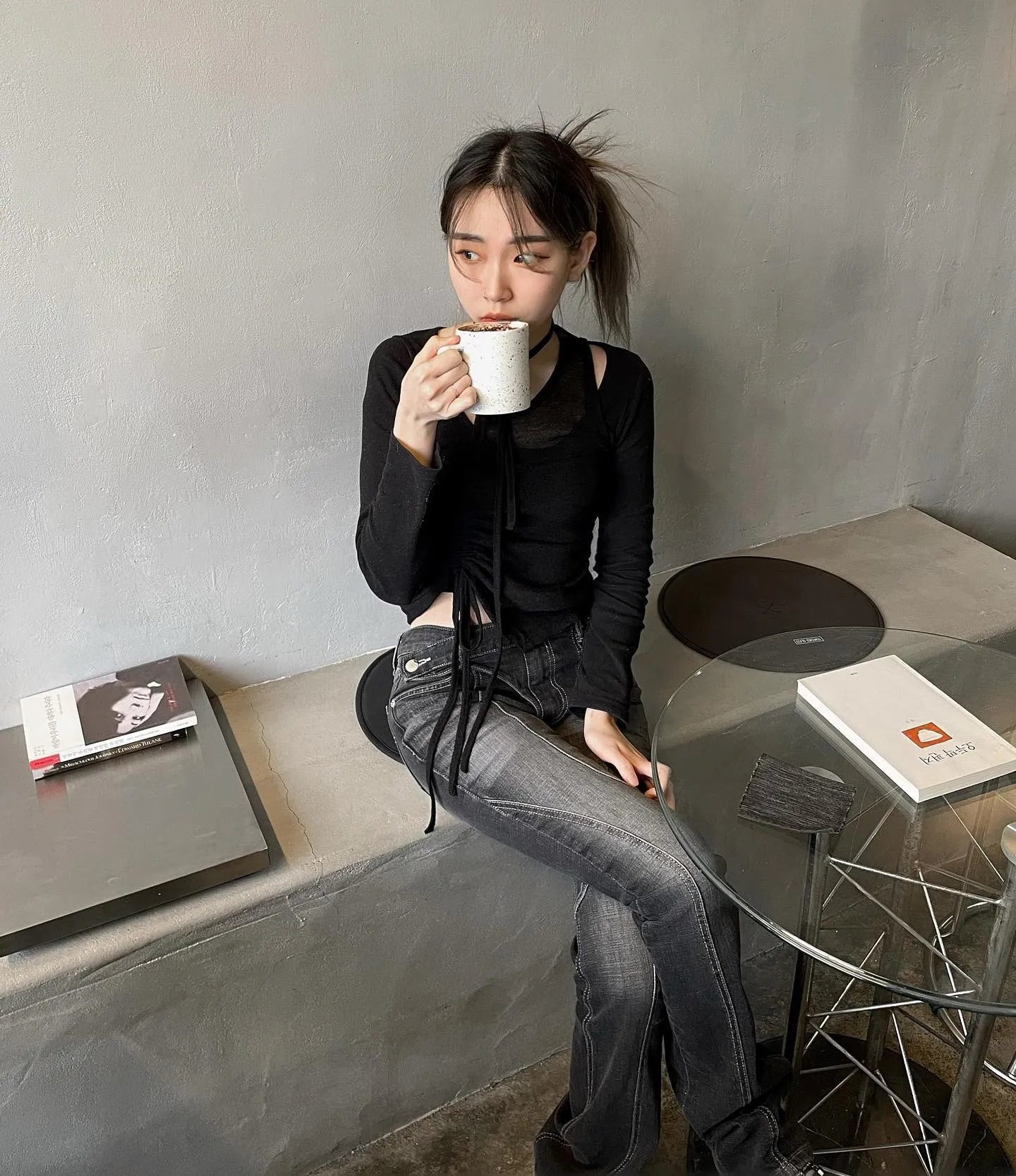 Jean taille basse vintage effet vieilli