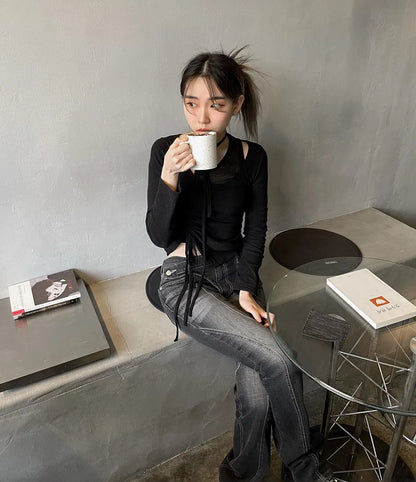 Jean taille basse vintage effet vieilli