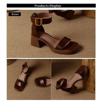 Sandales en cuir de vache véritable pour femmes