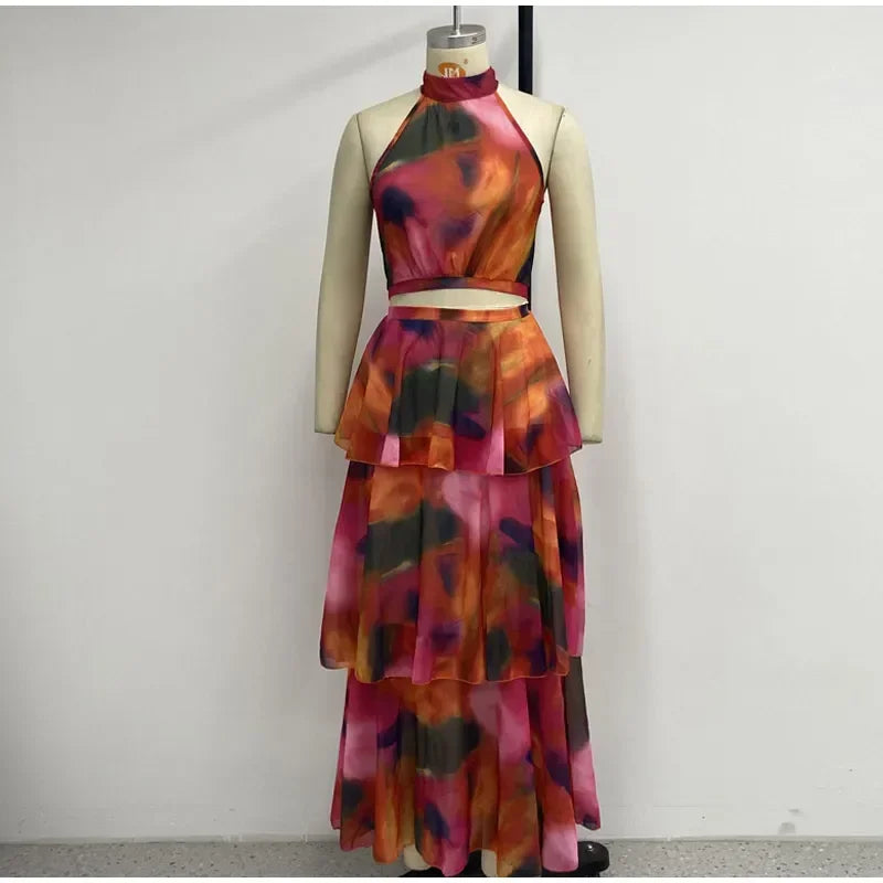 Robe dos nu sexy imprimée pour femmes élégante