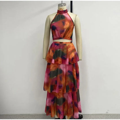 Robe dos nu sexy imprimée pour femmes élégante