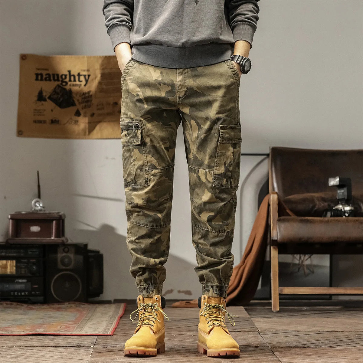 Pantalon cargo camouflage multi-poches pour homme