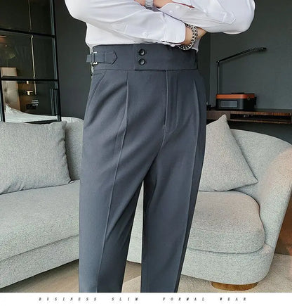 Pantalon de costume élégant et slim pour homme, de haute qualité