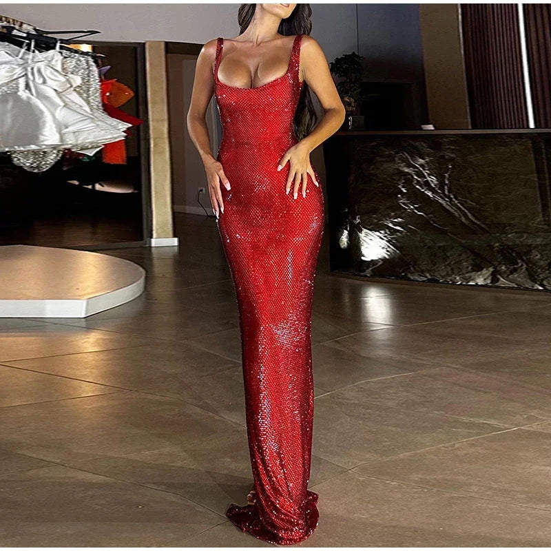 Robe longue à paillettes sexy pour femmes