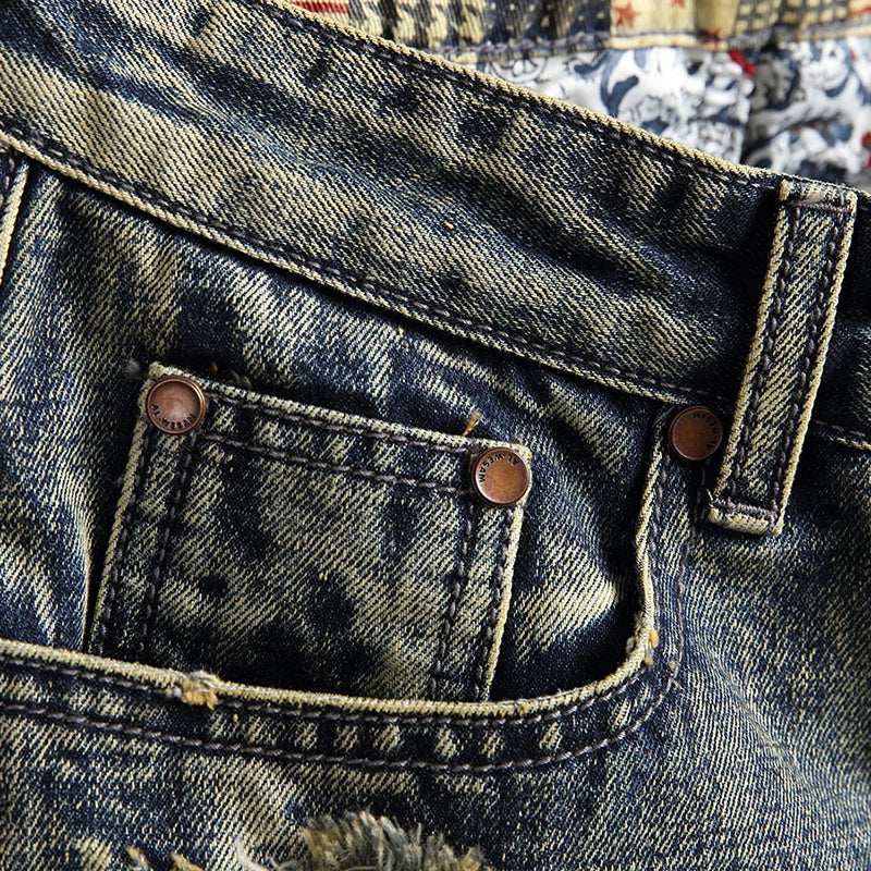 Jean court bleu déchiré pour homme